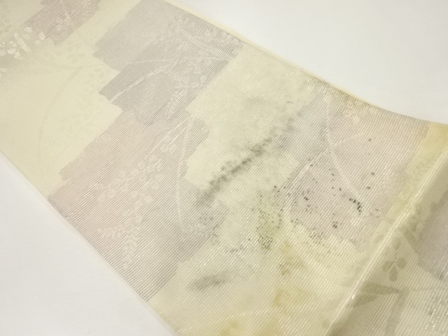 アンティーク　 紗 萩模様織出し袋帯（材料）